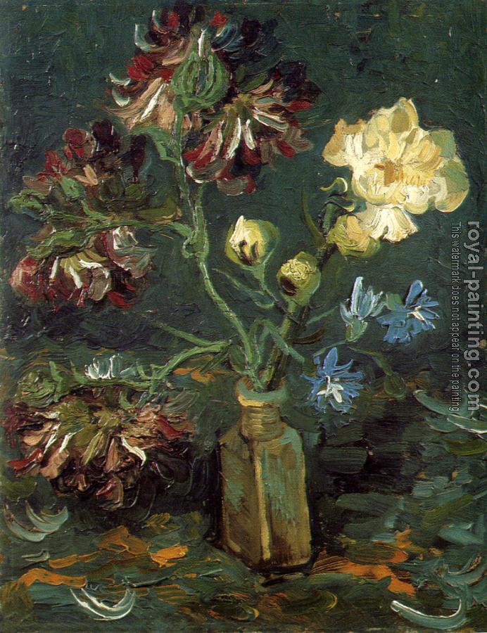 Vincent Van Gogh : Vase with Myosotis and Peonies